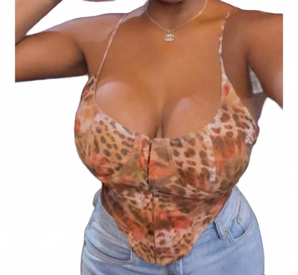NEW HALF HEART fierce animal print corset crop top in multi
